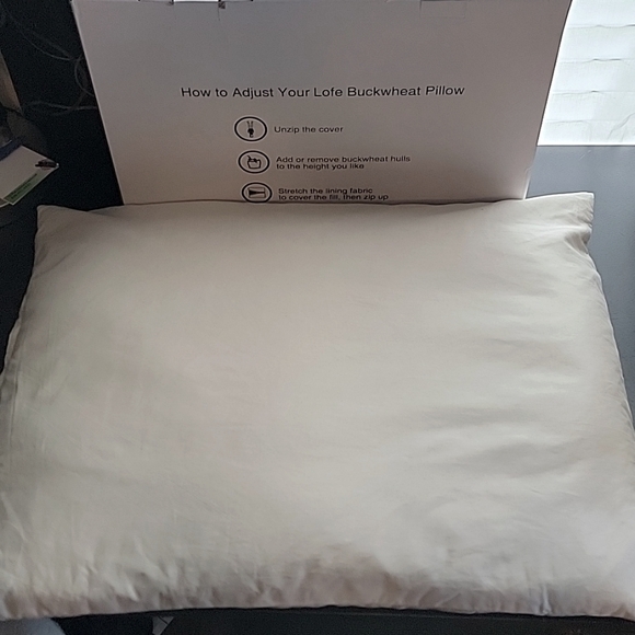 LOFE 20" x 26" Buckwheat Pillow Adjustable Filling Organic Cotton Cover - Picture 3 of 9